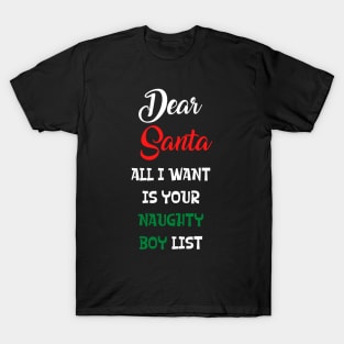 Dear Santa All I Want Is Your Naughty Boy List T-Shirt